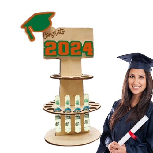 Graduation Money Cake Triple-Layer Cash Holders Money Holder Display Gift for Graduation Party | 2024 Graduation Gift Money Holder,Wooden Tiered Graduation Money Holders,Money Holder Display Gift von Virtcooy