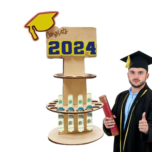Graduation Money Cake Triple-Layer Cash Holders Money Holder Display Gift for Graduation Party | 2024 Graduation Gift Money Holder,Wooden Tiered Graduation Money Holders,Money Holder Display Gift von Virtcooy