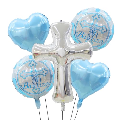 Virtcooy Luftballons zur Kommunion,Luftballons zur Taufe,Aluminiumfolie Taufballons Taubenballons 5er Set | Niedliche kreative Kommunion-Party-Dekorationen, Taufe-Dekorationen, Luftballons von Virtcooy