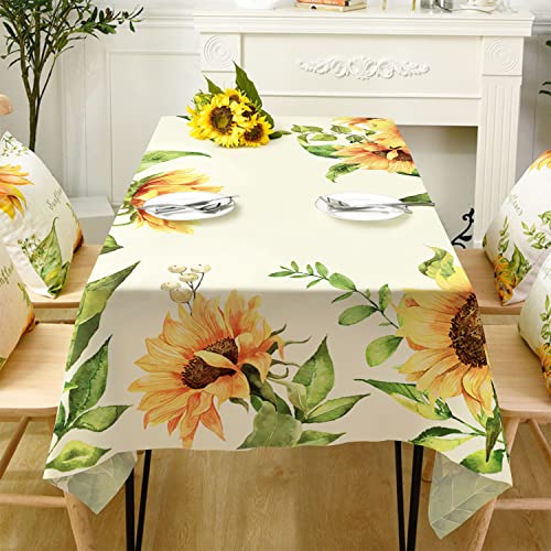 Virtumob Rechteckige Sonnenblumen-Tischdecke, wasserdicht, Frühlings- und Sommer-Tischdecken, rustikale Blumentischdecke, Bauernhaus, waschbar, Polyester, knitterfrei, Tischdecke für Virtumob Rechteckige Sonnenblumen-Tischdecke, wasserdicht, Frühlings- und Sommer-Tischdecken, rustikale Blumentischdecke, Bauernhaus, waschbar, Polyester, knitterfrei, Tischdecke für von Virtumob