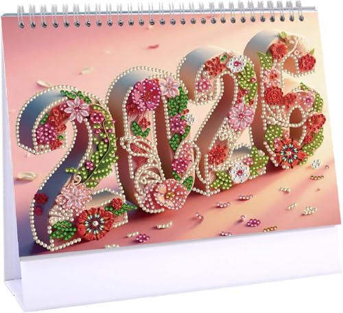 DIY Diamond Art Painting 2026 Tischkalender Ornament Monatsplaner von Jan 2026 bis Dez, 12 Monate Home Office Schreibtischkalender für Planung Dekoration 2026 (A) (e) von VisBeaut