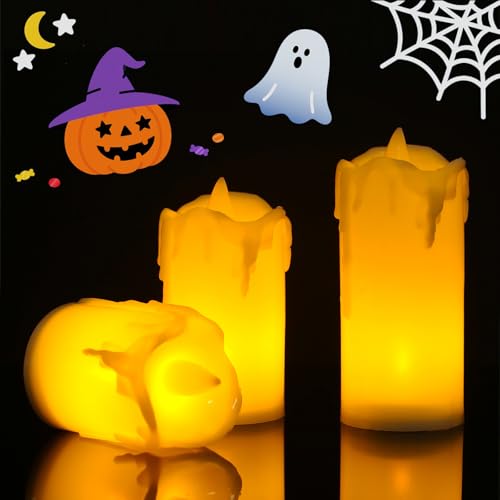 VisBeaut Set of 6 LED Candles with Remote Control and Timer Function, Electric Tea Lights with Cover, Flickering Flame. (3 Drip Wax Candles) von VisBeaut