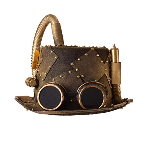VisBeaut Unisex Steampunk Zylinder Halloween Kostüm Hut mit Brille Schwarz (Braun 8) von VisBeaut