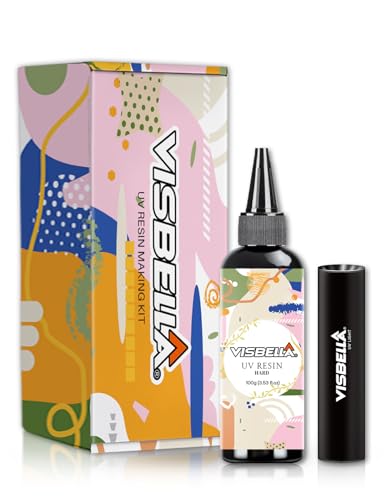 Visbella UV Resin Making Kit, schnell aushärtendes hartes klares Harz mit UV-Lichtlampe, Formen für Halskette, Schlüsselanhänger, Kunsthandwerksschmuck von Visbella