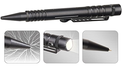 VisorTech Kubotan: 4in1-Tactical Pen mit Kugelschreiber, LED-Licht, Glasbrecher (Kubotan Kugelschreiber, Kubotan Glasbrecher, Selbstverteidigung) von VisorTech
