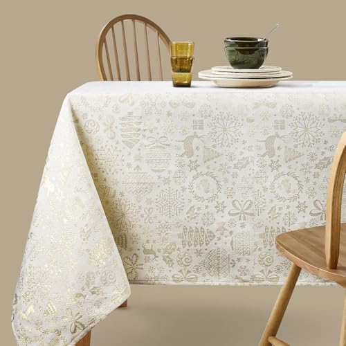 Viste tu hogar Tischdecke Weihnachten Goldfaden, speziell für Weihnachtsdekoration und Familientreffen usw., modernes und Elegantes Design, Beige Weihnachten, 140x300cm Viste tu hogar Tischdecke Weihnachten Goldfaden, speziell für Weihnachtsdekoration und Familientreffen usw., modernes und Elegantes Design, Beige Weihnachten, 140x300cm von Viste tu hogar
