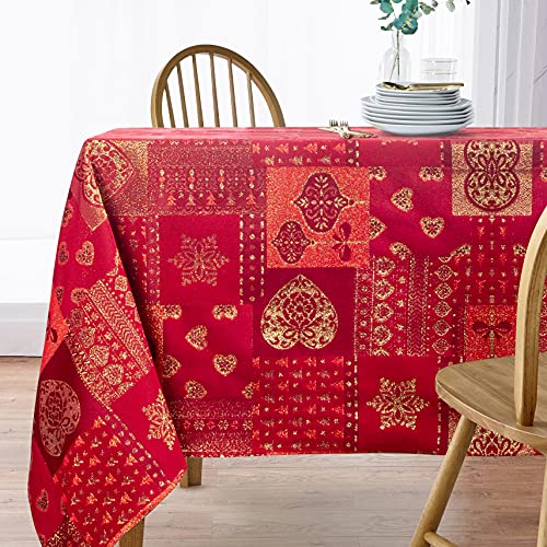 Viste tu hogar Tischdecke Weihnachten Goldfaden, speziell für Weihnachtsdekoration und Familientreffen usw., modernes und Elegantes Design, Rot Herz, 140x200cm Viste tu hogar Tischdecke Weihnachten Goldfaden, speziell für Weihnachtsdekoration und Familientreffen usw., modernes und Elegantes Design, Rot Herz, 140x200cm von Viste tu hogar