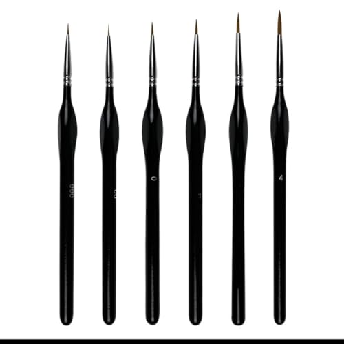 Visxcnu 6 Stück Feine Pinsel, Feine Detail Pinsel Set Modellbau Pinsel Schwarz Nylonpinsel Miniatur Künstlerpinsel Set für Acrylmalerei, Miniaturmalerei, Strichzeichnung,Aquarellmalerei, Ölgemälde Visxcnu 6 Stück Feine Pinsel, Feine Detail Pinsel Set Modellbau Pinsel Schwarz Nylonpinsel Miniatur Künstlerpinsel Set für Acrylmalerei, Miniaturmalerei, Strichzeichnung,Aquarellmalerei, Ölgemälde von Visxcnu