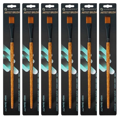Visxcnu 6 Stück Flache Pinsel Set, 20 mm Breite Nylon Pinsel Künstlerpinsel Flache Ausbesserungspinsel Detail Pinsel Set für Acrylmalerei, Aquarellmalerei,Gouachemalerei Ölmalerei Visxcnu 6 Stück Flache Pinsel Set, 20 mm Breite Nylon Pinsel Künstlerpinsel Flache Ausbesserungspinsel Detail Pinsel Set für Acrylmalerei, Aquarellmalerei,Gouachemalerei Ölmalerei von Visxcnu
