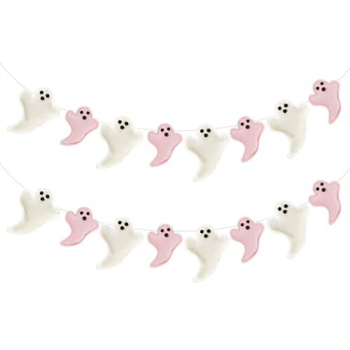 VitalCozy 2 Stück Halloween Filz hängende Geisterbanner weiß rosa Glitzer Halloween Party Geist Banner für Häuser Türen Indoor Outdoor Home Decor Haunted Mansion Dekorationen VitalCozy 2 Stück Halloween Filz hängende Geisterbanner weiß rosa Glitzer Halloween Party Geist Banner für Häuser Türen Indoor Outdoor Home Decor Haunted Mansion Dekorationen von VitalCozy