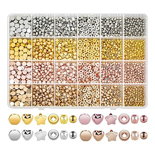 VitalEpcck 2160-Teiliges Abstandsperlen-Set, Verschiedene Armbandperlen, Runde Perlen, Sternperlen, Perlen für Armbandschmuck VitalEpcck 2160-Teiliges Abstandsperlen-Set, Verschiedene Armbandperlen, Runde Perlen, Sternperlen, Perlen für Armbandschmuck von VitalEpcck
