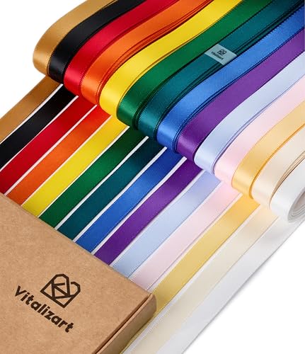 Vitalizart 0,95cm x 64 m Satinband 14 Dunkle Farben, Doppelseitige Geschenkband für Geschenkverpackungen & Basteln, Seidiges Bänder für Blumenstrauß & Dekoration, Dünnes Satinband mit Aufbewahrungsbox Vitalizart 0,95cm x 64 m Satinband 14 Dunkle Farben, Doppelseitige Geschenkband für Geschenkverpackungen & Basteln, Seidiges Bänder für Blumenstrauß & Dekoration, Dünnes Satinband mit Aufbewahrungsbox von Vitalizart