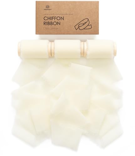 Vitalizart Chiffonband Creme 5 cm x 13,7 m, Breites Geschenkband Handgemachte Ausgefranste Kanten Fransen für Hochzeitseinladungen, Brautsträuße, Geschenkverpackungen, Festdekoration Vitalizart Chiffonband Creme 5 cm x 13,7 m, Breites Geschenkband Handgemachte Ausgefranste Kanten Fransen für Hochzeitseinladungen, Brautsträuße, Geschenkverpackungen, Festdekoration von Vitalizart