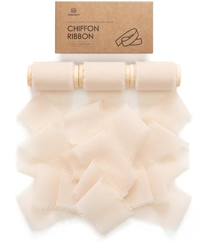 Vitalizart Chiffonband Hell Nackt 5 cm x 13,7 m, Breites Geschenkband Handgemachte Ausgefranste Kanten Fransen für Hochzeitseinladungen, Brautsträuße, Geschenkverpackungen, Festdekoration Vitalizart Chiffonband Hell Nackt 5 cm x 13,7 m, Breites Geschenkband Handgemachte Ausgefranste Kanten Fransen für Hochzeitseinladungen, Brautsträuße, Geschenkverpackungen, Festdekoration von Vitalizart