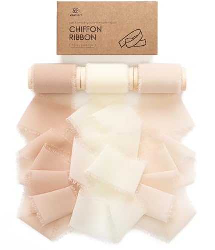 Vitalizart Chiffonband Nackt & Creme 5 cm x 13,7 m, Breites Geschenkband Handgemachte Ausgefranste Kanten Fransen für Hochzeitseinladungen, Brautsträuße, Geschenkverpackungen, Festdekoration Vitalizart Chiffonband Nackt & Creme 5 cm x 13,7 m, Breites Geschenkband Handgemachte Ausgefranste Kanten Fransen für Hochzeitseinladungen, Brautsträuße, Geschenkverpackungen, Festdekoration von Vitalizart