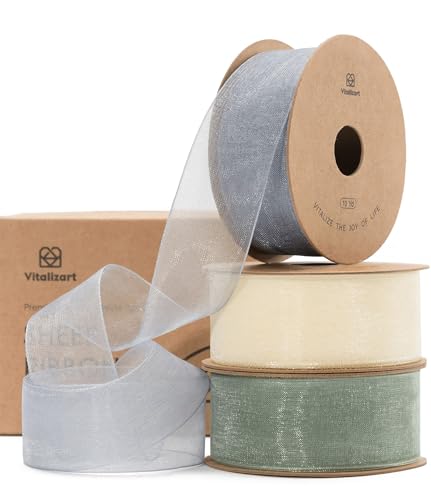 Vitalizart Organzaband Grün & Weiß & Blau, 2,5 cm x 27,4 m, Farbband zum Basteln, Schleifenband Breit, Geschenkband für Geschenkverpackungen, Weihnachtsbaum, Basteln, Schleifen, Hochzeitseinladungen Vitalizart Organzaband Grün & Weiß & Blau, 2,5 cm x 27,4 m, Farbband zum Basteln, Schleifenband Breit, Geschenkband für Geschenkverpackungen, Weihnachtsbaum, Basteln, Schleifen, Hochzeitseinladungen von Vitalizart