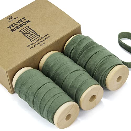 Vitalizart Grünes Samtband Set 0,95 cm x 13,7 m mit Hölzernen Spule, Stoffband 3 Rollen*4,57 m für Weihnachten Kranz Dekoration Handgemachte Handwerk Ornamente & Geschenkverpackungen Vitalizart Grünes Samtband Set 0,95 cm x 13,7 m mit Hölzernen Spule, Stoffband 3 Rollen*4,57 m für Weihnachten Kranz Dekoration Handgemachte Handwerk Ornamente & Geschenkverpackungen von Vitalizart