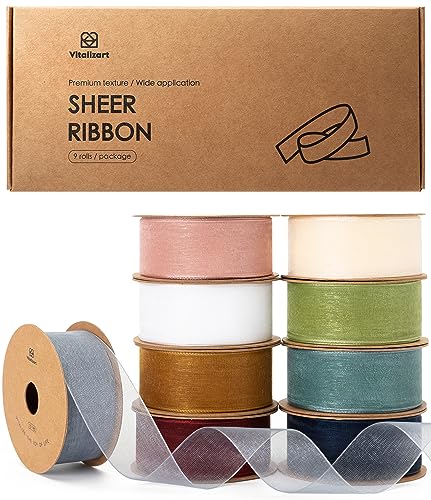Vitalizart 9 Farben Organzaband, 2,5 cm x 82,3 m, Farbband zum Basteln, Schleifenband Breit, Geschenkband für Geschenkverpackungen, Weihnachtsbaum, Basteln, Schleifen, Hochzeitseinladungen Vitalizart 9 Farben Organzaband, 2,5 cm x 82,3 m, Farbband zum Basteln, Schleifenband Breit, Geschenkband für Geschenkverpackungen, Weihnachtsbaum, Basteln, Schleifen, Hochzeitseinladungen von Vitalizart