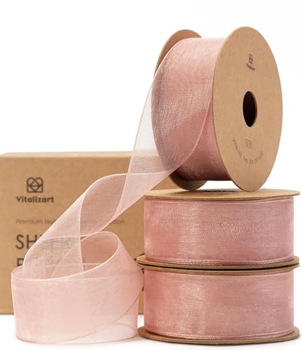 Vitalizart Organzaband Roségold, 2,5 cm x 27,4 m, Farbband zum Basteln, Schleifenband Breit, Geschenkband Rosa für Geschenkverpackungen, Weihnachtsbaum, Basteln, Schleifen, Hochzeitseinladungen Vitalizart Organzaband Roségold, 2,5 cm x 27,4 m, Farbband zum Basteln, Schleifenband Breit, Geschenkband Rosa für Geschenkverpackungen, Weihnachtsbaum, Basteln, Schleifen, Hochzeitseinladungen von Vitalizart