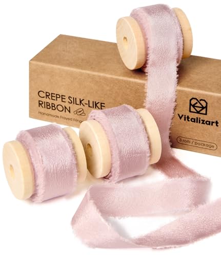 Vitalizart Rosa Geschenkband 1,6 cm x 13,7 m, Stoffband Handgefertigte Ausgefranste Fransen für Valentinstag Geschenkverpackung Hochzeit Brautsträuße Urlaub Dekorationen Vitalizart Rosa Geschenkband 1,6 cm x 13,7 m, Stoffband Handgefertigte Ausgefranste Fransen für Valentinstag Geschenkverpackung Hochzeit Brautsträuße Urlaub Dekorationen von Vitalizart