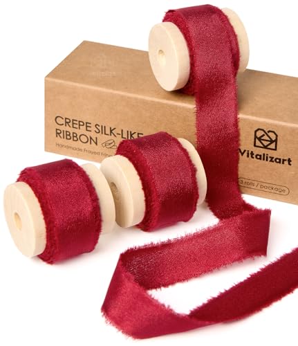 Vitalizart Rotes Geschenkband 1,6 cm x 13,7 m, Stoffband Handgefertigte Ausgefranste Fransen für Valentinstag Geschenkverpackung Hochzeit Brautsträuße Urlaub Dekorationen Vitalizart Rotes Geschenkband 1,6 cm x 13,7 m, Stoffband Handgefertigte Ausgefranste Fransen für Valentinstag Geschenkverpackung Hochzeit Brautsträuße Urlaub Dekorationen von Vitalizart