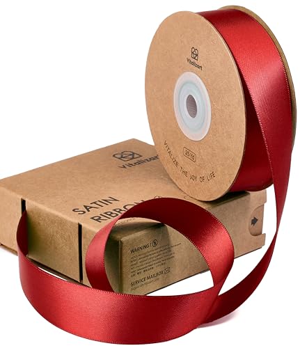 Vitalizart Rotes Satinband 2,5cm*22,8m für Geschenkverpackungen, Doppelseitiges Polyester Geschenkband, Dicke Stoffbänder für Bastelarbeiten, Dekorationen, Weihnachtskränze & Haarschleifen Vitalizart Rotes Satinband 2,5cm*22,8m für Geschenkverpackungen, Doppelseitiges Polyester Geschenkband, Dicke Stoffbänder für Bastelarbeiten, Dekorationen, Weihnachtskränze & Haarschleifen von Vitalizart