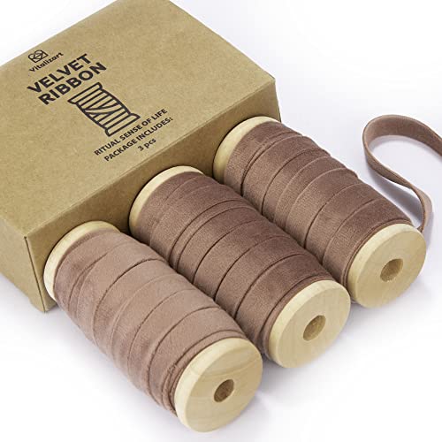 Vitalizart Samtband Set Pfirsich Koralle 0,95 cm x 13,7 m mit Hölzernen Spule, Stoffband 3 Rollen*4,57 m für Weihnachten Kranz Dekoration Handgemachte Handwerk Ornamente & Geschenkverpackungen Vitalizart Samtband Set Pfirsich Koralle 0,95 cm x 13,7 m mit Hölzernen Spule, Stoffband 3 Rollen*4,57 m für Weihnachten Kranz Dekoration Handgemachte Handwerk Ornamente & Geschenkverpackungen von Vitalizart