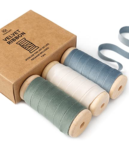 Vitalizart Samtband Staubig Blau & Elfenbein & Staubig Grün 0,95 cm x 4,57 m x 3 Rollen mit Hölzernen Spule, Stoffband für Weihnachten Kranz Dekoration Handgemachte Ornamente & Geschenkverpackungen Vitalizart Samtband Staubig Blau & Elfenbein & Staubig Grün 0,95 cm x 4,57 m x 3 Rollen mit Hölzernen Spule, Stoffband für Weihnachten Kranz Dekoration Handgemachte Ornamente & Geschenkverpackungen von Vitalizart