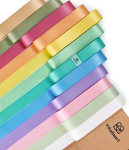 Vitalizart Satinband 2,5cm*32,9m Gemischt 12 Helle Farben für Geschenkverpackungen, Doppelseitiges Polyester Geschenkband, Dicke Stoffbänder für Bastelarbeiten, Dekorationen & Weihnachtskränze Vitalizart Satinband 2,5cm*32,9m Gemischt 12 Helle Farben für Geschenkverpackungen, Doppelseitiges Polyester Geschenkband, Dicke Stoffbänder für Bastelarbeiten, Dekorationen & Weihnachtskränze von Vitalizart