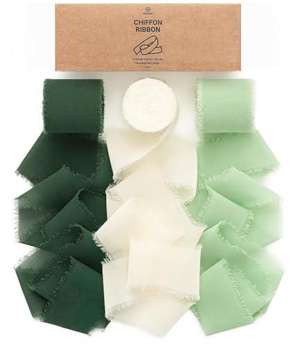 Vitalizart Schleifenband Grün & Weiß 3,8 cm x 19,2 m Geschenkband Breit Hochzeit Chiffonband Stoffband, Bänder-Set für Hochzeitseinladungen, Brautsträuße, Geschenke, Verpackungen, DIY-Kunsthandwerk Vitalizart Schleifenband Grün & Weiß 3,8 cm x 19,2 m Geschenkband Breit Hochzeit Chiffonband Stoffband, Bänder-Set für Hochzeitseinladungen, Brautsträuße, Geschenke, Verpackungen, DIY-Kunsthandwerk von Vitalizart