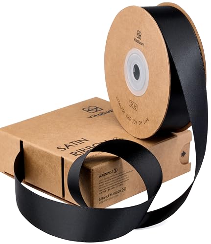Vitalizart Schwarzes Satinband 2,5cm*22,8m für Geschenkverpackungen, Doppelseitiges Polyester Geschenkband, Dicke Stoffbänder für Bastelarbeiten, Dekorationen, Weihnachtskränze & Haarschleifen Vitalizart Schwarzes Satinband 2,5cm*22,8m für Geschenkverpackungen, Doppelseitiges Polyester Geschenkband, Dicke Stoffbänder für Bastelarbeiten, Dekorationen, Weihnachtskränze & Haarschleifen von Vitalizart