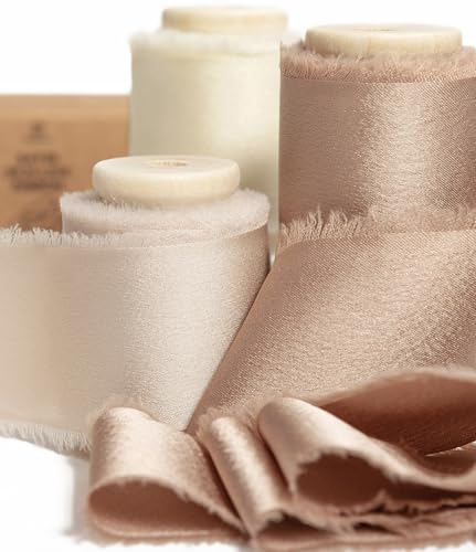 Vitalizart Satin Seidenband Champagner & Beige & Creme, Geschenkband 3,8 cm x 13,7 m mit Holzspule, Stoffband für Geschenkverpackungen, Festliche Dekorationen, DIY-Basteleien, Hochzeitssträuße Vitalizart Satin Seidenband Champagner & Beige & Creme, Geschenkband 3,8 cm x 13,7 m mit Holzspule, Stoffband für Geschenkverpackungen, Festliche Dekorationen, DIY-Basteleien, Hochzeitssträuße von Vitalizart