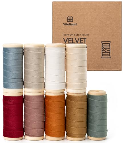 Vitalizart Samtband Set 0,95 cm x 4,57 m x 9 Rollen Gemischte Farben, Holzspule, Dekoband für Weihnachten Kranz Dekoration, Handgefertigte Handwerk, Ornamente, Geschenkverpackungen & Schleife Machen Vitalizart Samtband Set 0,95 cm x 4,57 m x 9 Rollen Gemischte Farben, Holzspule, Dekoband für Weihnachten Kranz Dekoration, Handgefertigte Handwerk, Ornamente, Geschenkverpackungen & Schleife Machen von Vitalizart