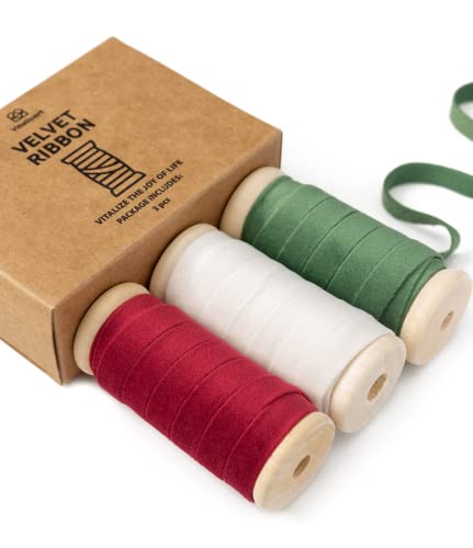 Vitalizart Weihnachten Samtband Grün & Weiß & Rot 0,95 cm x 4,57 m x 3 Rollen, Holzspule, Stoffbesatz für Weihnachtskranzdekoration, Handarbeit, Ornamente, Geschenkverpackungen & Schleifenherstellung Vitalizart Weihnachten Samtband Grün & Weiß & Rot 0,95 cm x 4,57 m x 3 Rollen, Holzspule, Stoffbesatz für Weihnachtskranzdekoration, Handarbeit, Ornamente, Geschenkverpackungen & Schleifenherstellung von Vitalizart