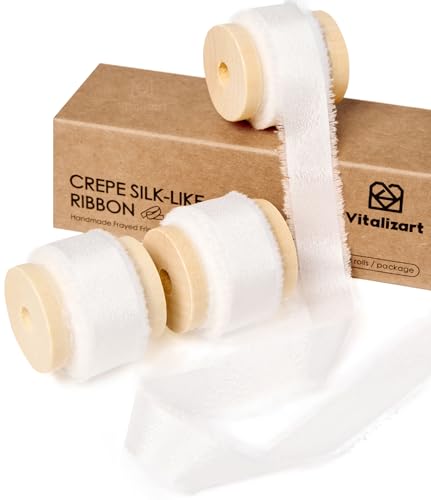Vitalizart Weißes Geschenkband 1,6 cm x 13,7 m, Stoffband Handgefertigte Ausgefranste Fransen für Valentinstag Geschenkverpackung Hochzeit Brautsträuße Urlaub Dekorationen Vitalizart Weißes Geschenkband 1,6 cm x 13,7 m, Stoffband Handgefertigte Ausgefranste Fransen für Valentinstag Geschenkverpackung Hochzeit Brautsträuße Urlaub Dekorationen von Vitalizart