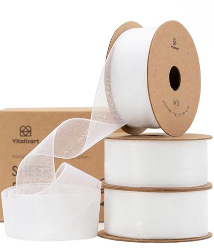 Vitalizart Organzaband Weiß, 2,5 cm x 27,4 m, Farbband zum Basteln, Schleifenband Breit, Geschenkband für Geschenkverpackungen, Weihnachtsbaum, Basteln, Schleifen, Hochzeitseinladungen Vitalizart Organzaband Weiß, 2,5 cm x 27,4 m, Farbband zum Basteln, Schleifenband Breit, Geschenkband für Geschenkverpackungen, Weihnachtsbaum, Basteln, Schleifen, Hochzeitseinladungen von Vitalizart