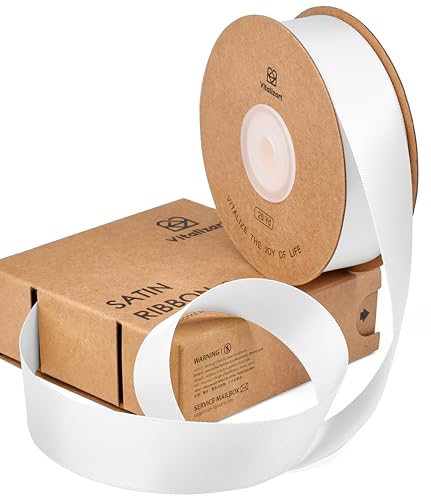 Vitalizart Weißes Satinband 2,5cm*22,8m für Geschenkverpackungen, Doppelseitiges Polyester Geschenkband, Dicke Stoffbänder für Bastelarbeiten, Dekorationen, Weihnachtskränze & Haarschleifen Vitalizart Weißes Satinband 2,5cm*22,8m für Geschenkverpackungen, Doppelseitiges Polyester Geschenkband, Dicke Stoffbänder für Bastelarbeiten, Dekorationen, Weihnachtskränze & Haarschleifen von Vitalizart