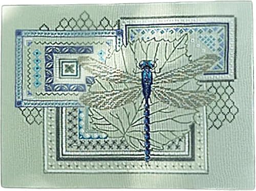 Vitrywei Dragonfly Geometric Cross Stitch Kit, Needlepoint Kits for Beginners,D IY Needlepoint Starter Kit with Printed Linen Threads Needles Beads Full Instructions,for Beginners Adults (1 pcs) von Vitrywei