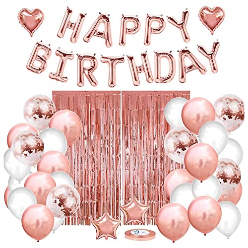 Viudecce Banner Luftballons Geburtstag (3D-Buchstaben) Mylar-Lamellen-Buchstaben, Konfeti-Luftballons, Lamellen-Vorhang für Geburtstagsfeier von Viudecce
