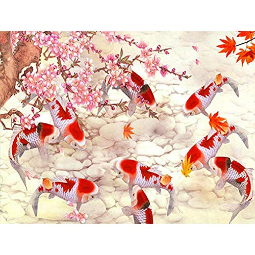Viudecce Diamant-Stickerei-Set, Koi, Karpfen, Fisch, Blume, Dekoration, Geschenk, runde Diamanten Viudecce Diamant-Stickerei-Set, Koi, Karpfen, Fisch, Blume, Dekoration, Geschenk, runde Diamanten von Viudecce
