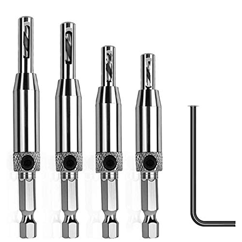 Viudecce Zentralbohrer-Set, 5-teilig, Bohrerkern, mit Scharnier, automatische Zentrierung, für Holzbearbeitung, Fensterbohrer, Tür von Viudecce