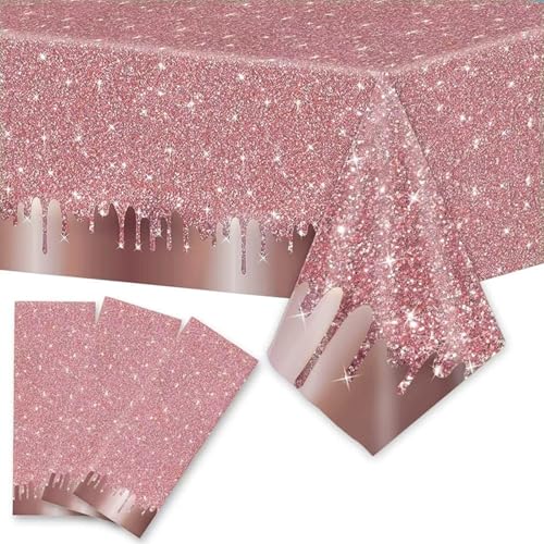 3 Stück Tischdecke, 137×274 cm Einweg-Tischdecken für Rechteckige Tische Perfekt Party Tischtuch Rosa Wasserdicht Table Cloth für Geburtstag Party Hochzeit Deko von Viusneun