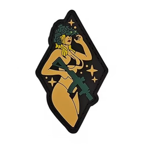 Viusneun 3D PVC Patches Klett Kriegerin Schönheit Militär Patch Aufnäher Patches Klett für Rucksäcke Taktische Kleidung Aufkleber Abzeichen Klettbänder (Grün) von Viusneun