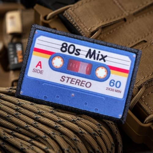 80er Jahre Mix Tape Moral Patch Hook and Loop Patches Lustige Taktische Militär Moral Patch Applikationen für Rucksäcke, Trucker Hüte, Lunch-Taschen, Westen, Jacken von Viusneun