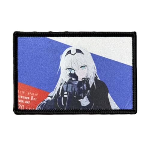 Anime Girl Print Patches, Beauty with Gun Patch Military Tactical Moral Badge Hook and Loop Sew On for Clothing, Dress, Hat, Backbags von Viusneun