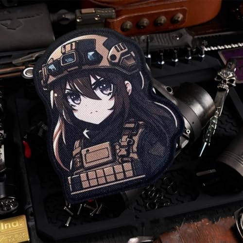Anime Girl Special Forces Moral Tactical Patch, Klettverschluss-Emblem, Militärabzeichen, Kampfarmband, Helm und andere militärische taktische Ausrüstung, Rucksack-Aufkleber von Viusneun