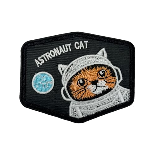 Astronaut Cat Patches Klett, Stickerei Taktisches Moral Klettverschluss, Hook Loop Patches Aufnäher Für Kleidung Rucksack Uniform Westen von Viusneun