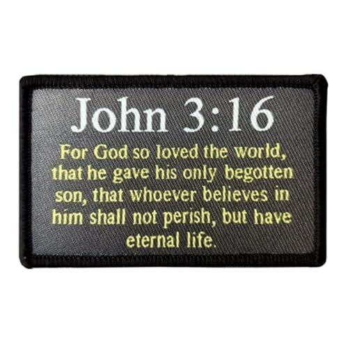 Aufnäher, Motiv: Johannes 3:16, christlich-katholische Bibel, taktischer Militärmoral, Klettverschluss, zum Aufnähen für Kleidung, Kleid, Hut, Rucksäcke Aufnäher, Motiv: Johannes 3:16, christlich-katholische Bibel, taktischer Militärmoral, Klettverschluss, zum Aufnähen für Kleidung, Kleid, Hut, Rucksäcke von Viusneun
