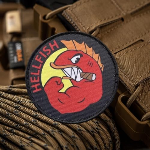 Aufnäher mit Aufschrift "Fighting Hellfish", taktischer Militäraufnäher mit Hakenverschluss, niedliches Zubehör für Rucksäcke, Westen, Jacken, Jeans, Hüte, Moral-Patches Aufnäher mit Aufschrift "Fighting Hellfish", taktischer Militäraufnäher mit Hakenverschluss, niedliches Zubehör für Rucksäcke, Westen, Jacken, Jeans, Hüte, Moral-Patches von Viusneun