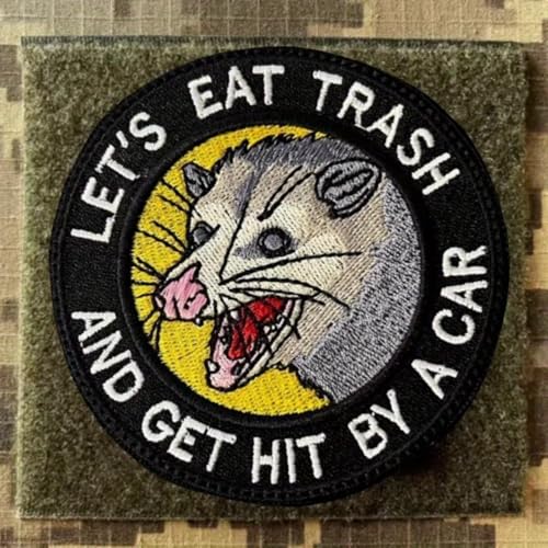 Aufnäher mit Aufschrift "Let's Eat Trash and Get Hit by A Cat Moral", lustiger Maus, taktischer Stickaufnäher für Militärausrüstung, Rucksäcke, Baseballmützen, Plattenträger und Westen – Moral-Patches Aufnäher mit Aufschrift "Let's Eat Trash and Get Hit by A Cat Moral", lustiger Maus, taktischer Stickaufnäher für Militärausrüstung, Rucksäcke, Baseballmützen, Plattenträger und Westen – Moral-Patches von Viusneun